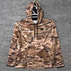 Under Armour Ridge Reaper Forest Camo Hoodie Mens Medium Brown Fleece Pullover